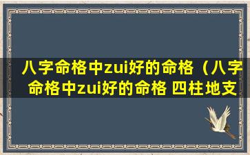 八字命格中zui好的命格（八字命格中zui好的命格 四柱地支为子午）